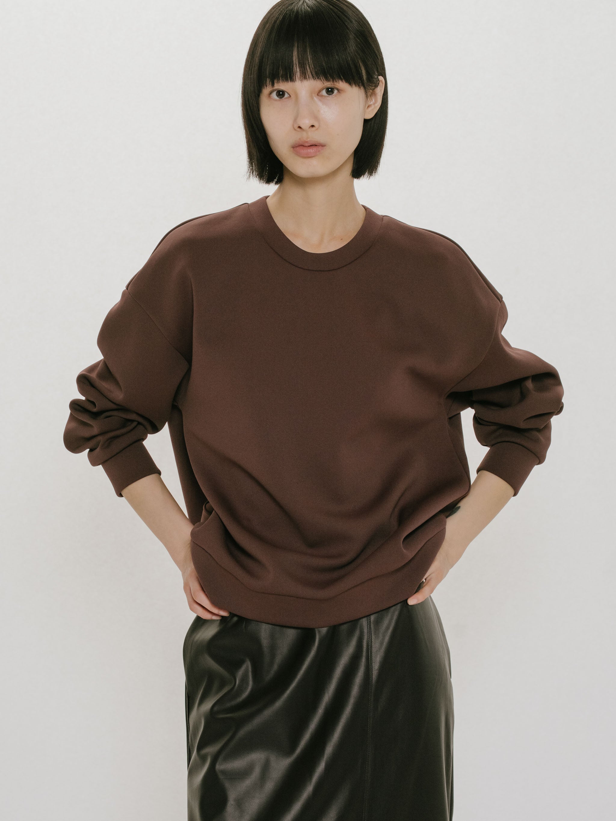 double knit long sleeve pullover
