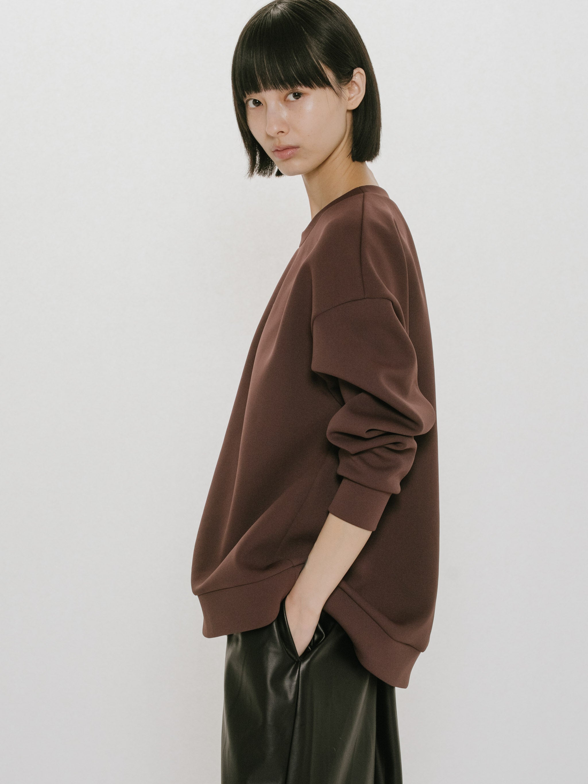 double knit long sleeve pullover