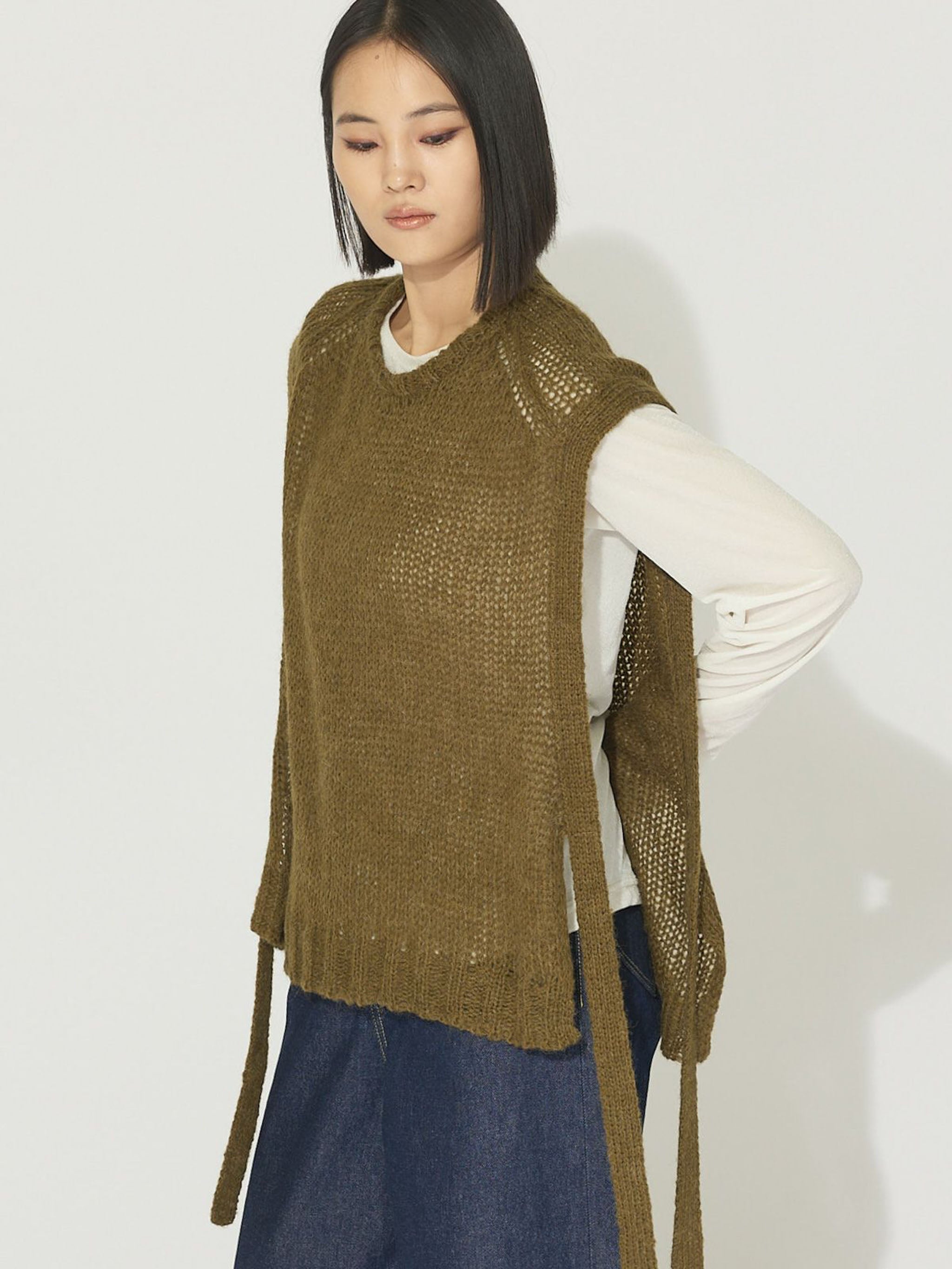 モヘアサイドリボンベスト