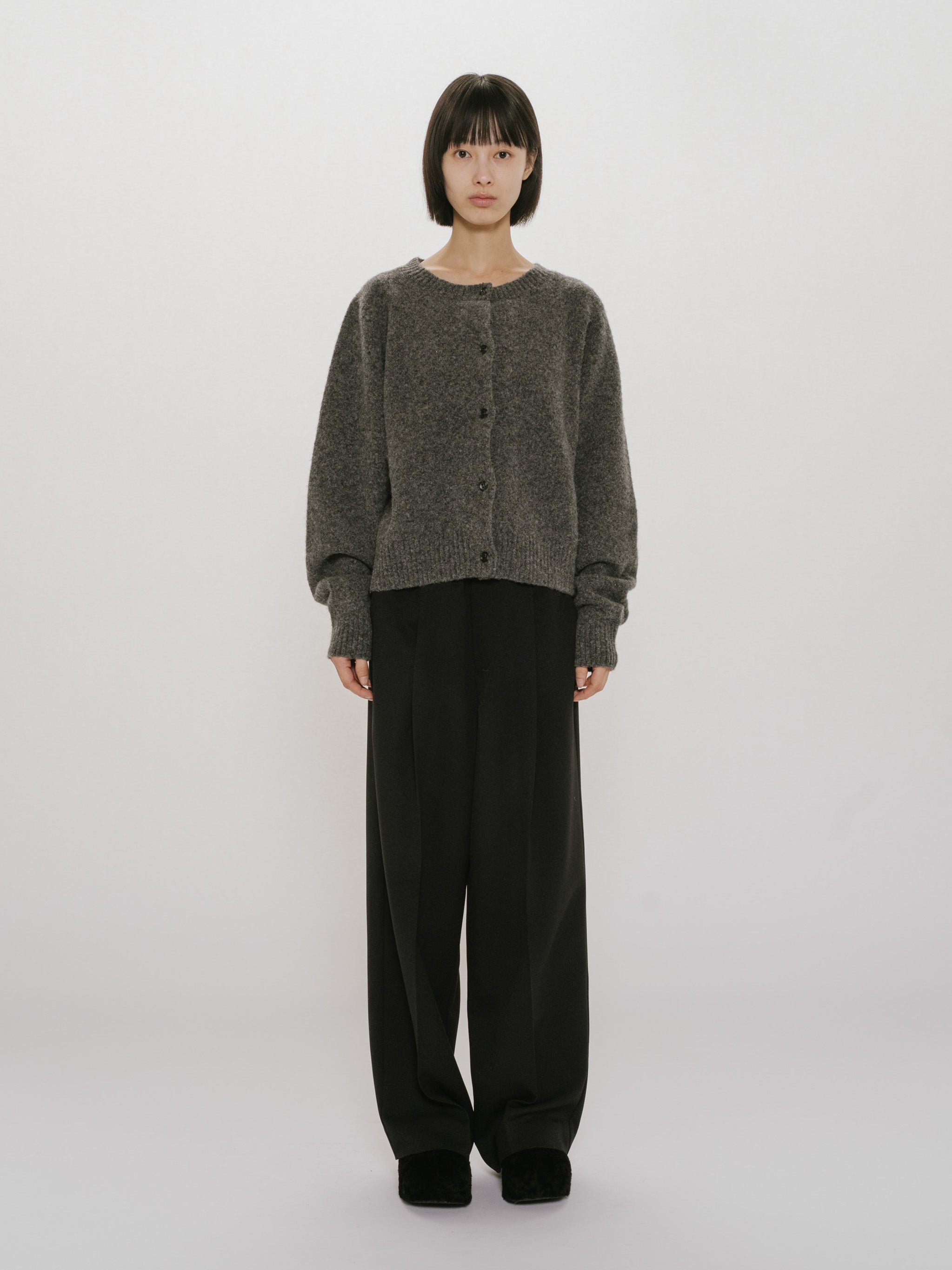 wool crew neck cardigan