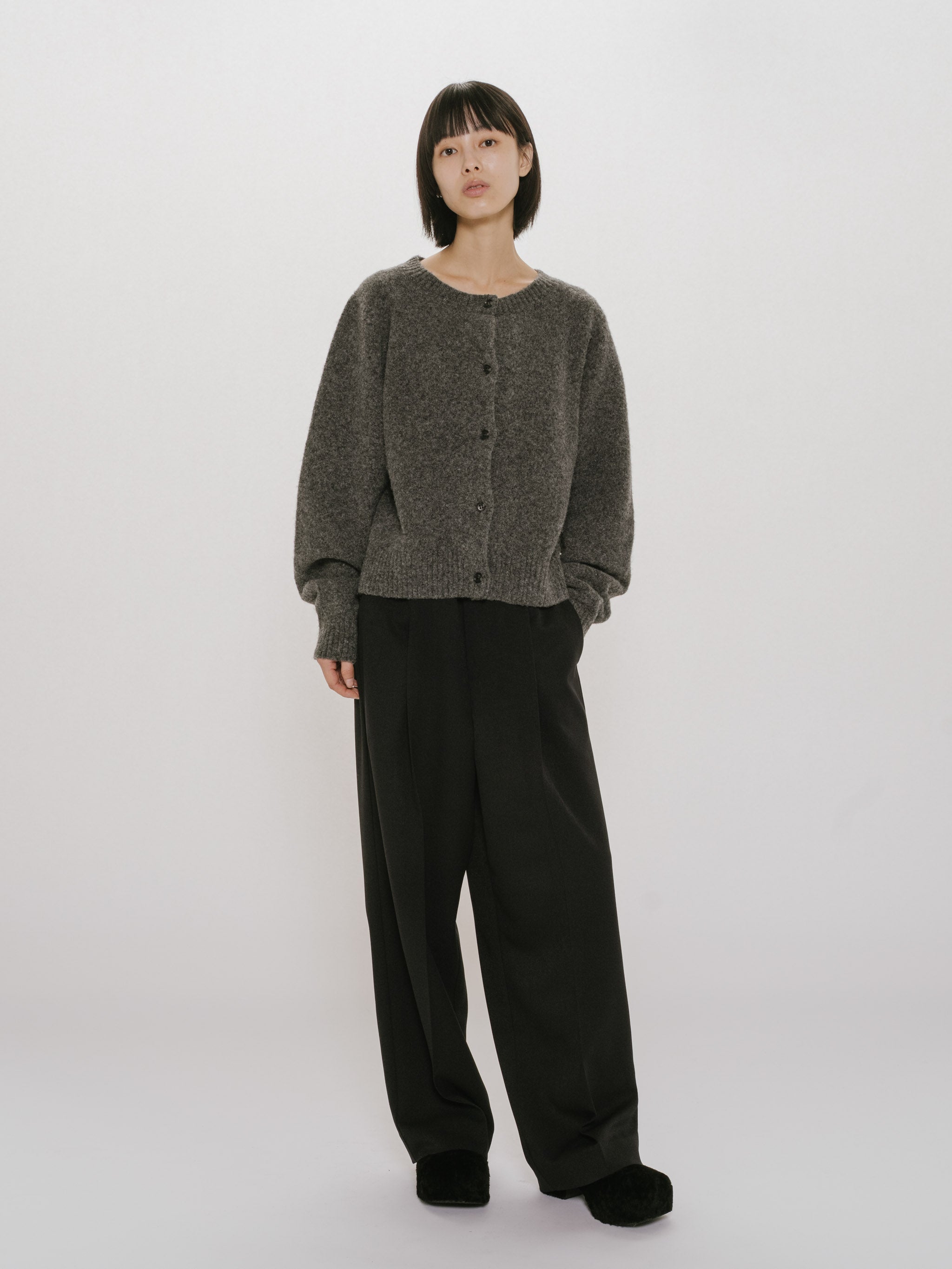 wool crew neck cardigan