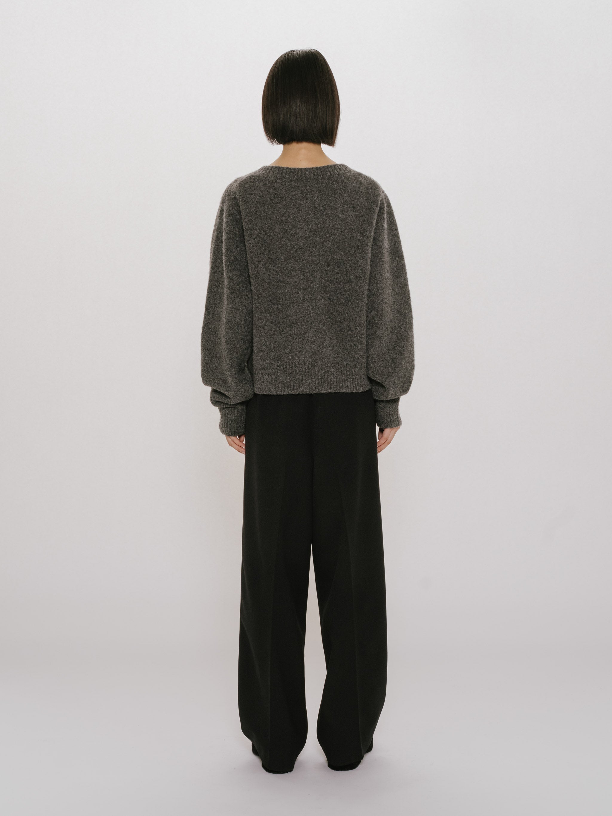 wool crew neck cardigan