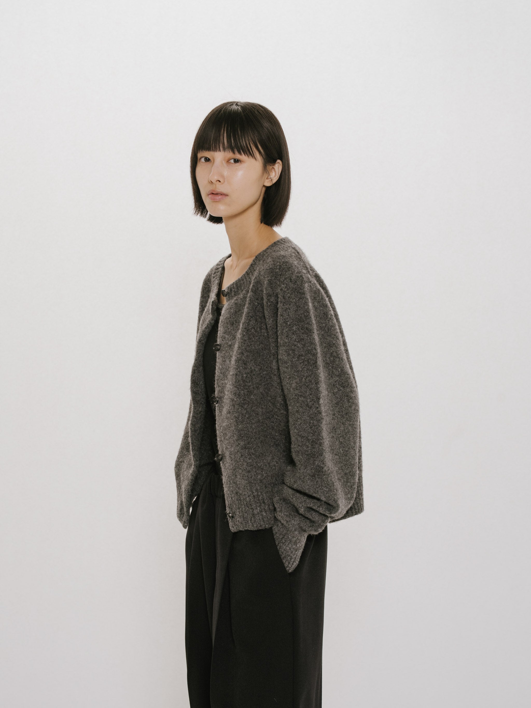 wool crew neck cardigan