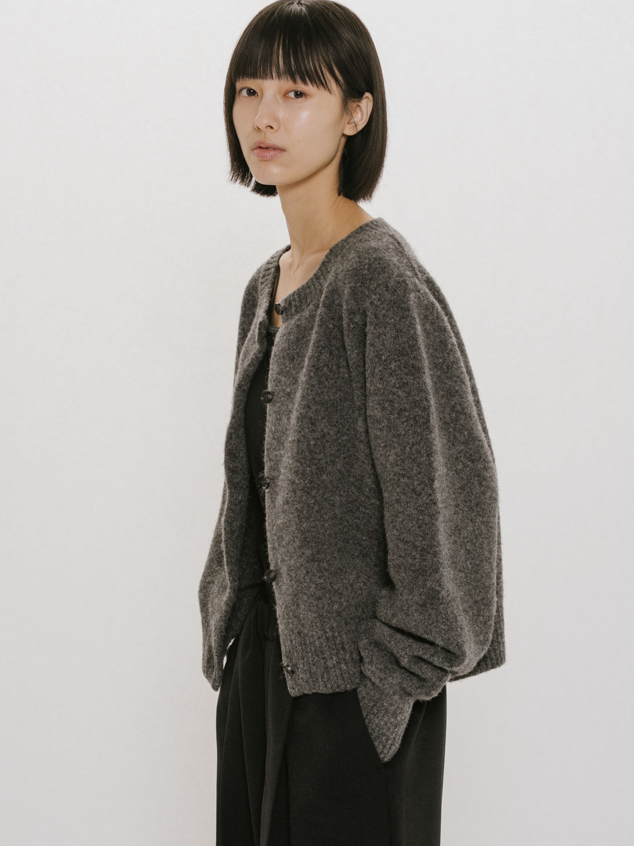 wool crew neck cardigan