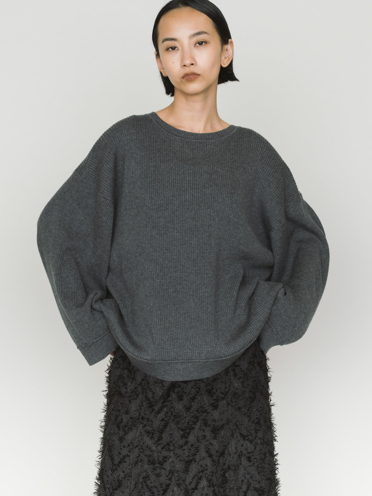 rib pintucked pullover