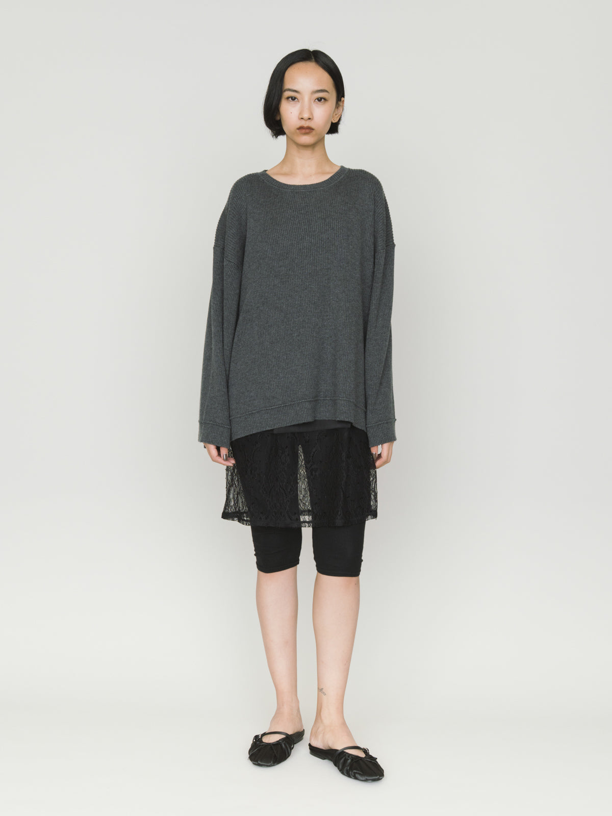 rib pintucked pullover