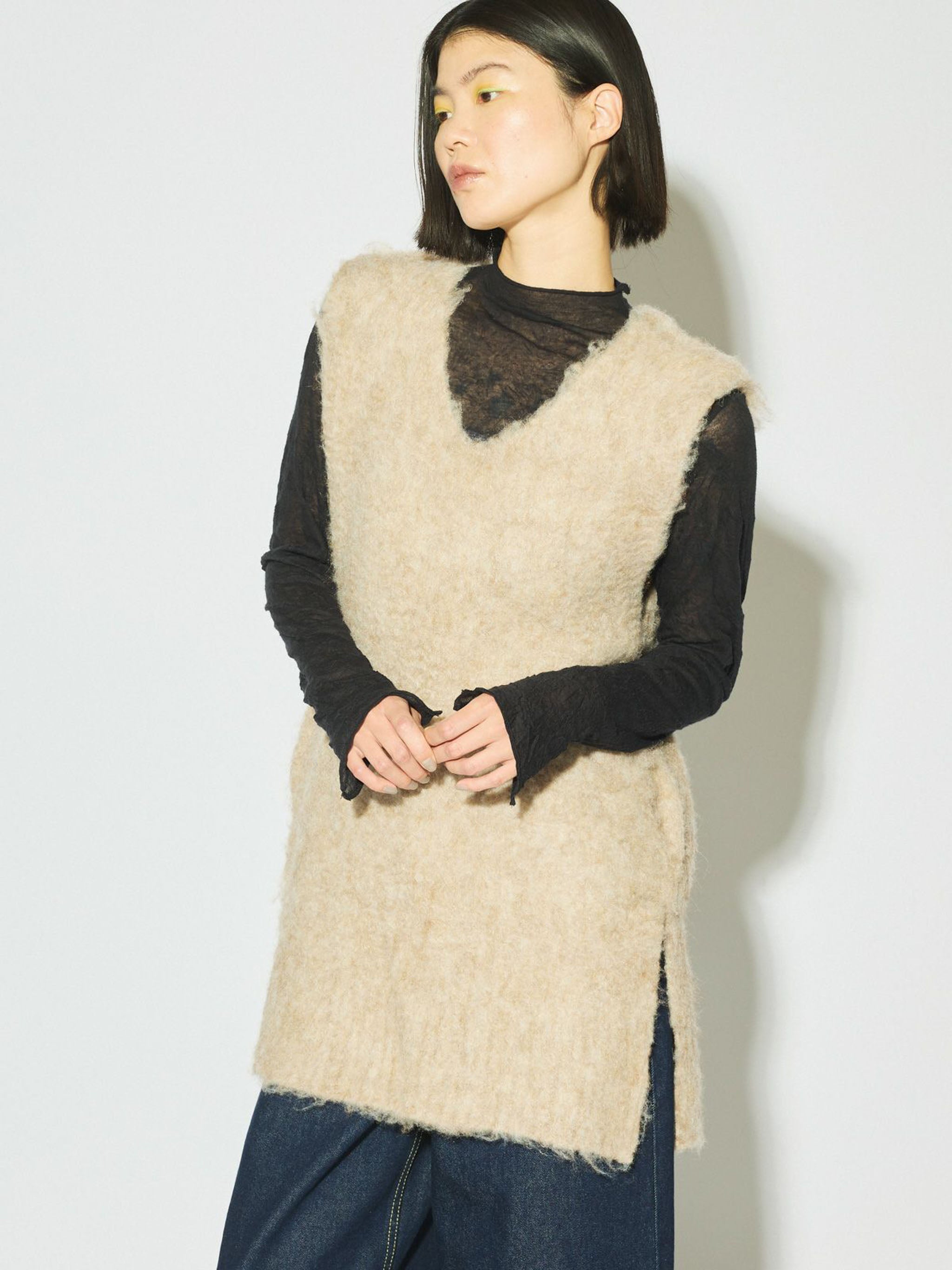 起毛ニットVネックベスト