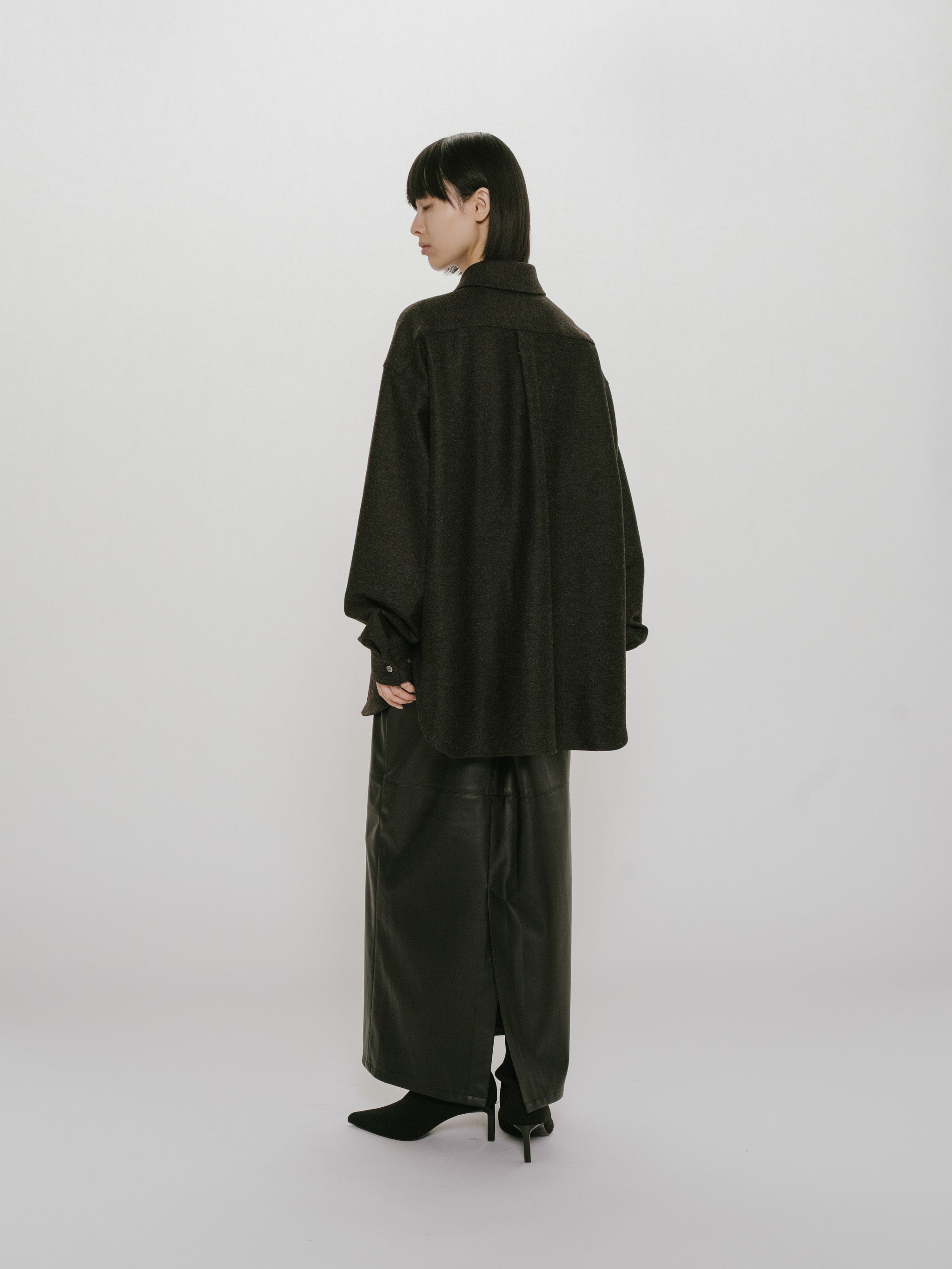 wool blend wide shirt