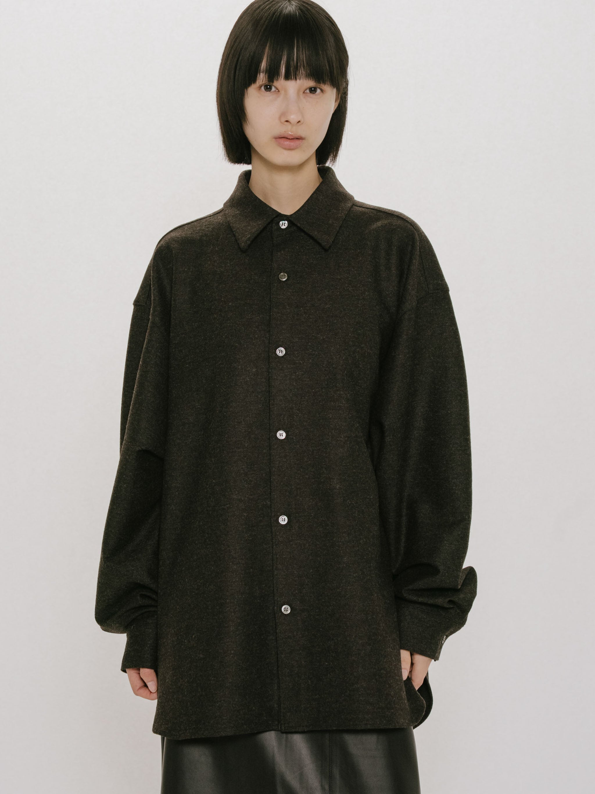 wool blend wide shirt