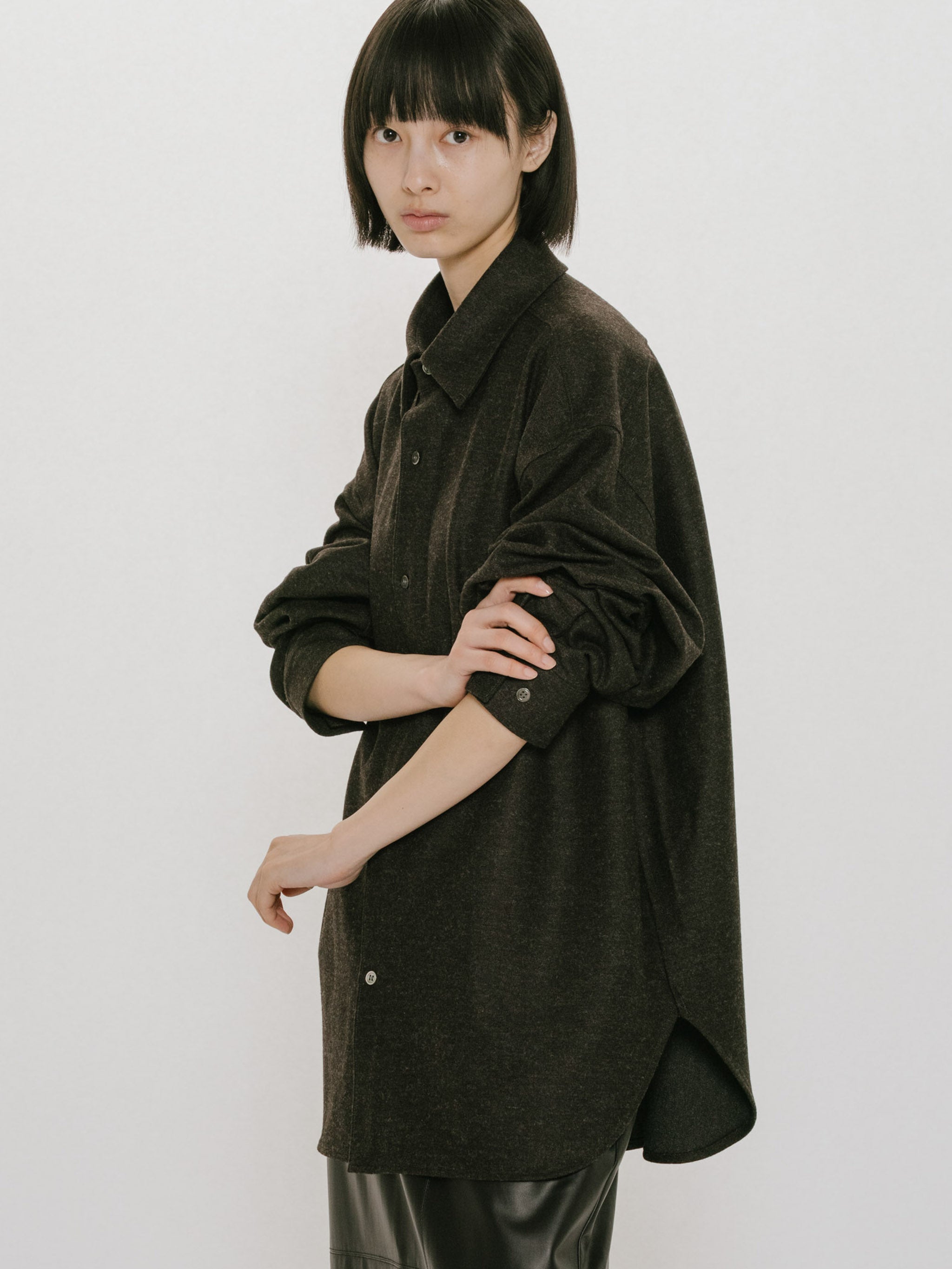 wool blend wide shirt