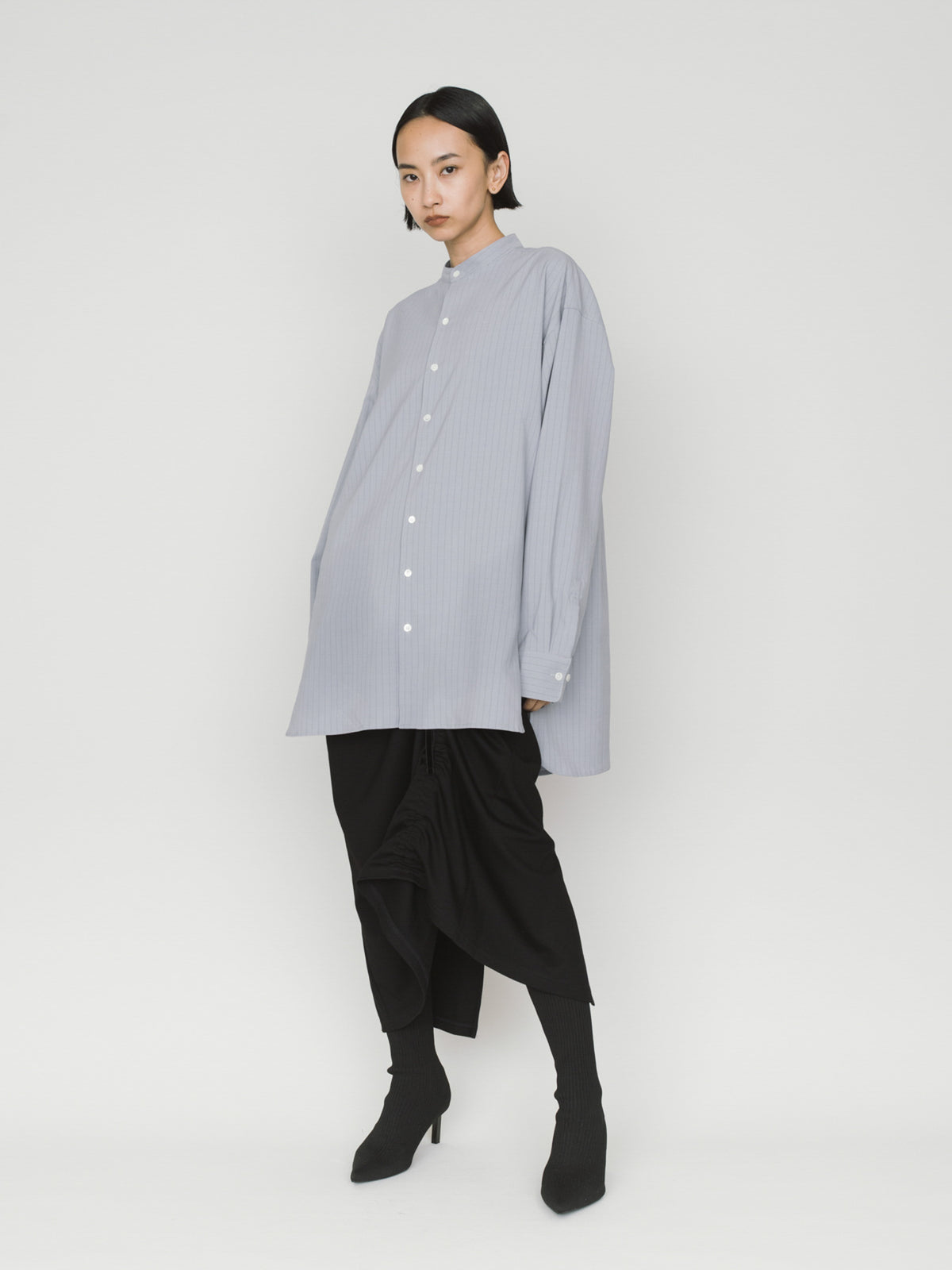 band collar long shirt 3-1076
