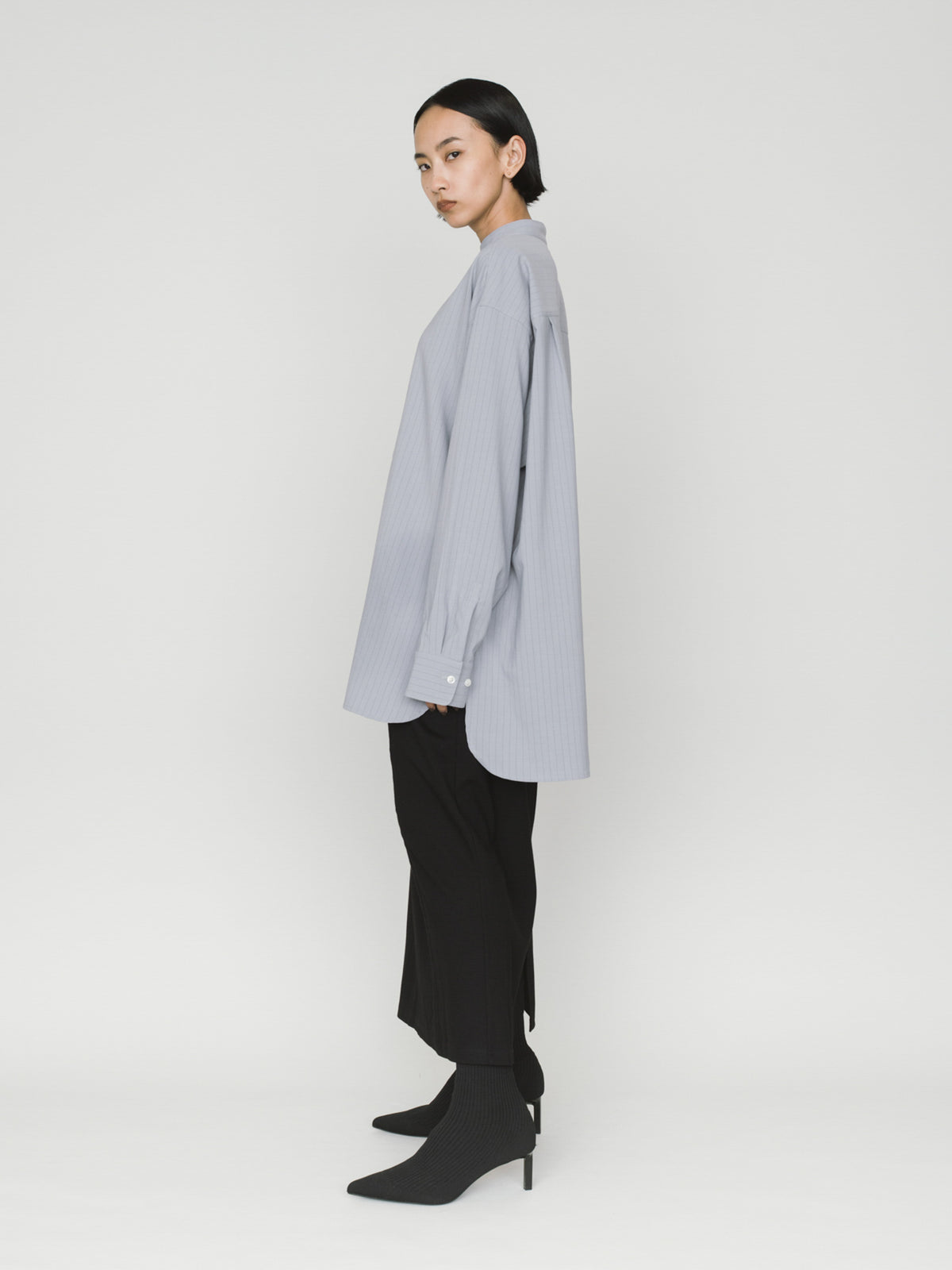 band collar long shirt 3-1076
