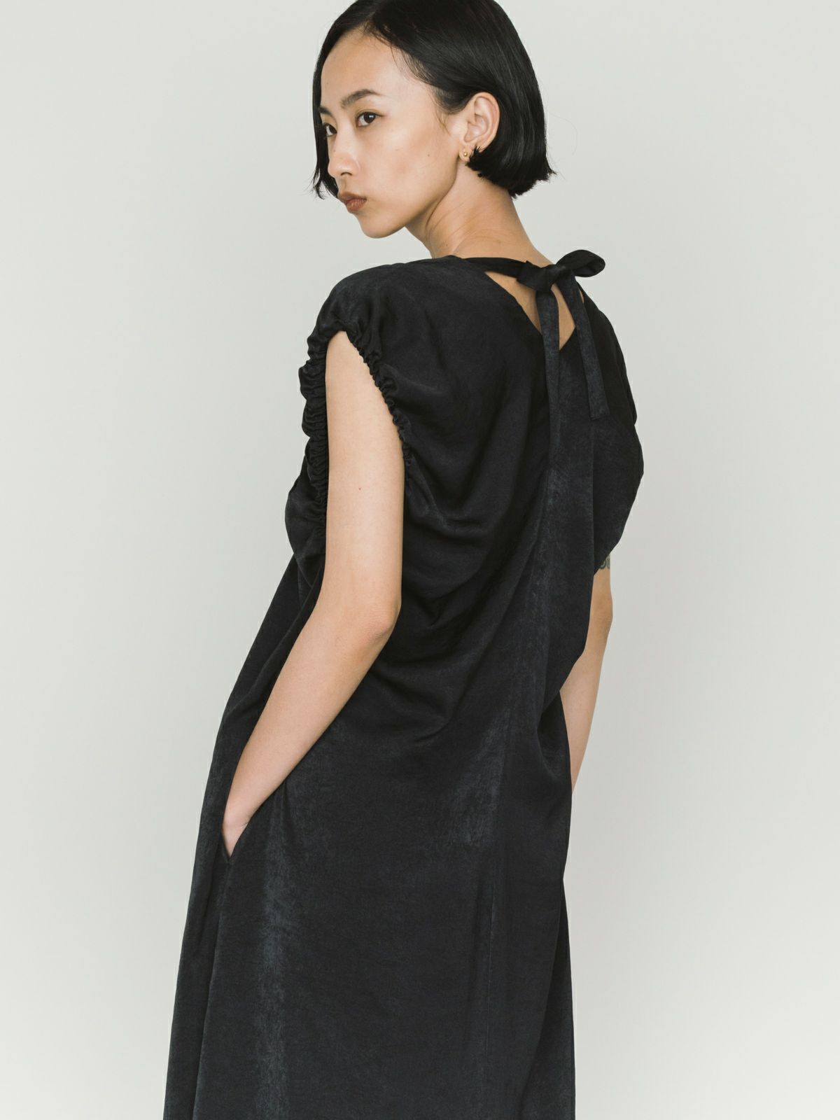 random shirring one-piece