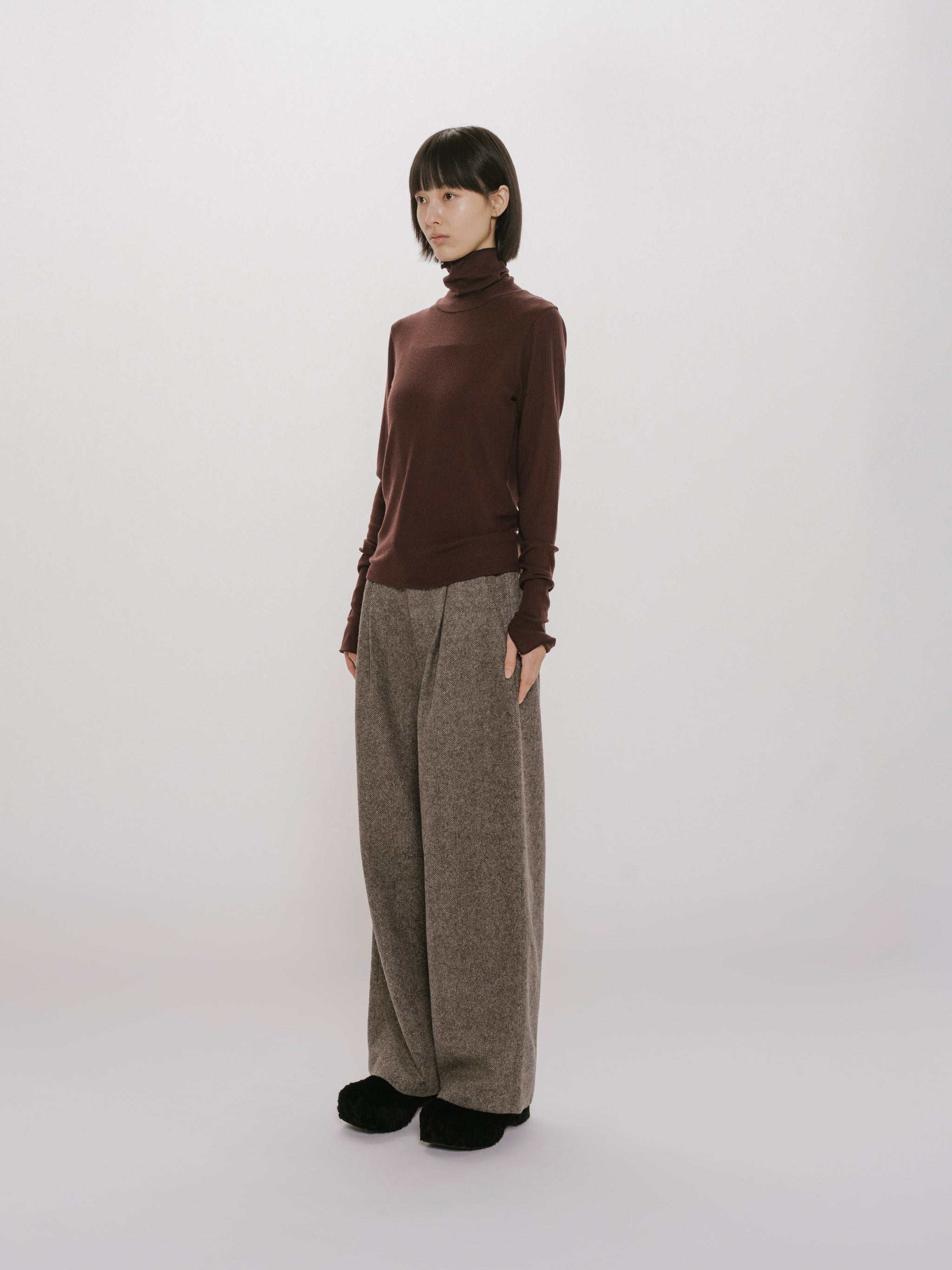 tweed wide easy pants