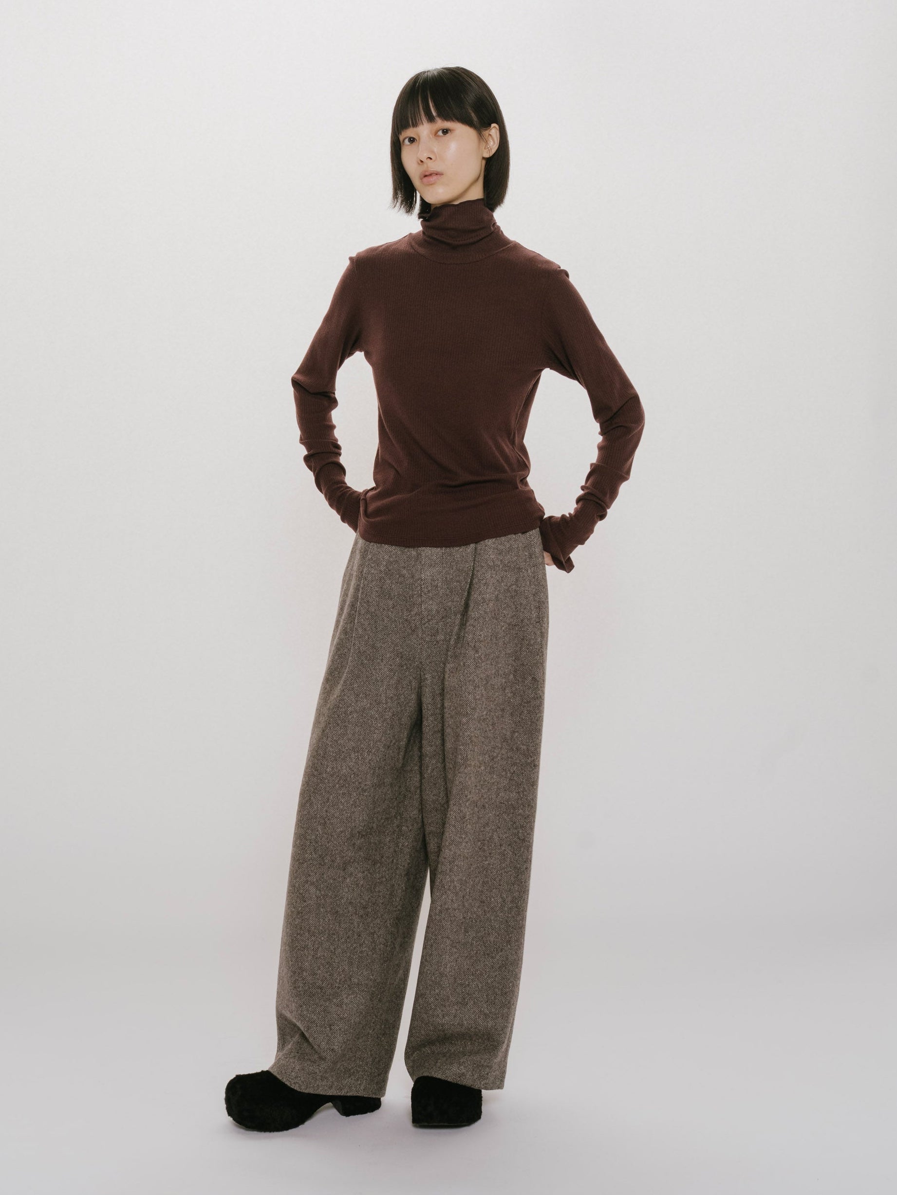 tweed wide easy pants