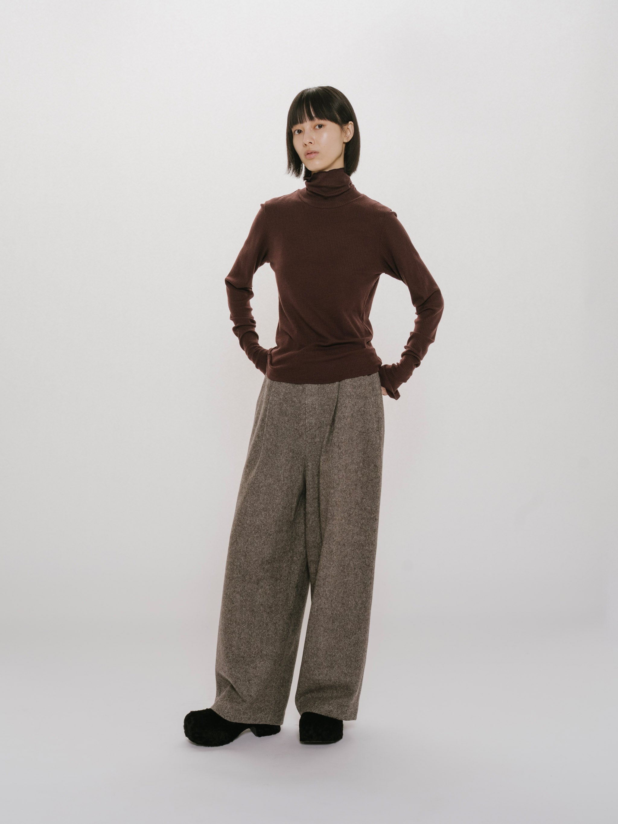 tweed wide easy pants