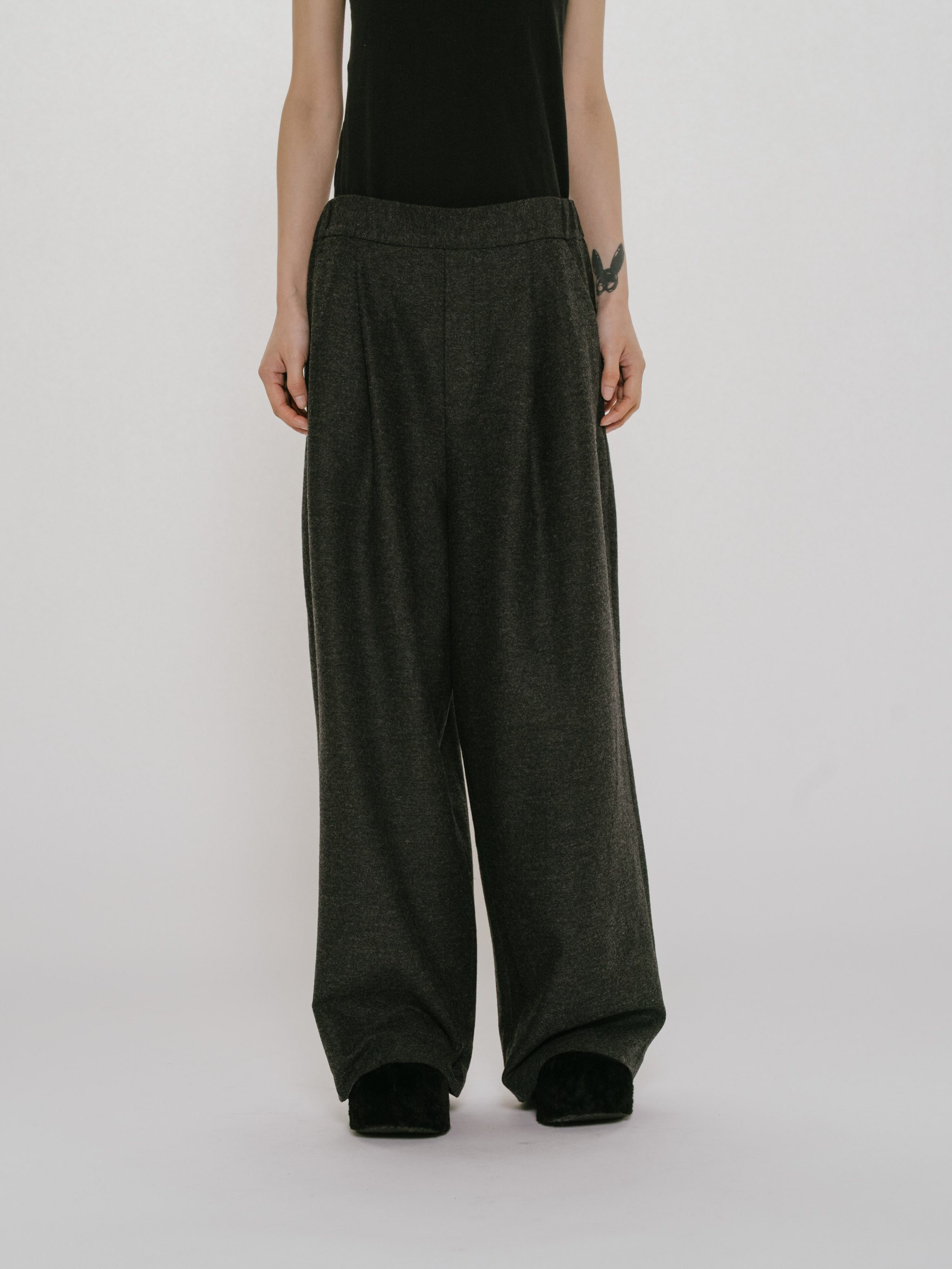 wool blend wide easy pants