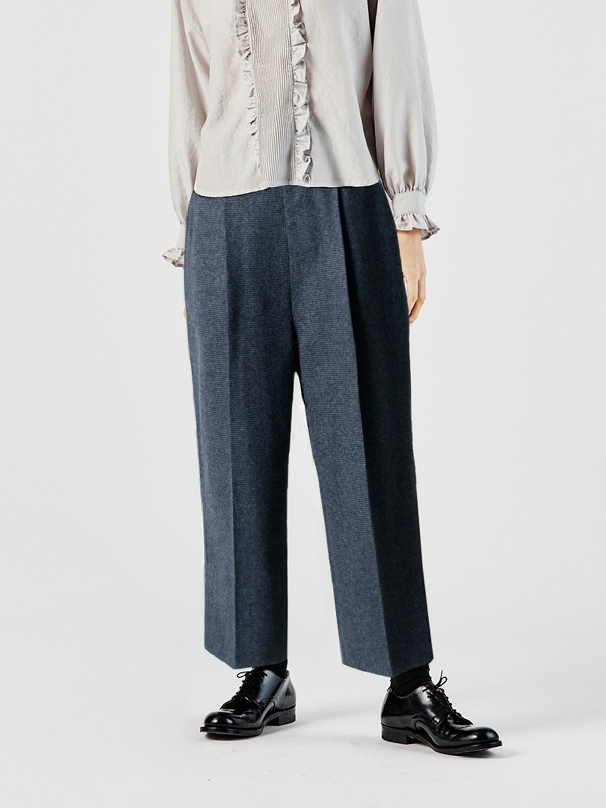 チェックハイウエストコクーンパンツ(4-1114)