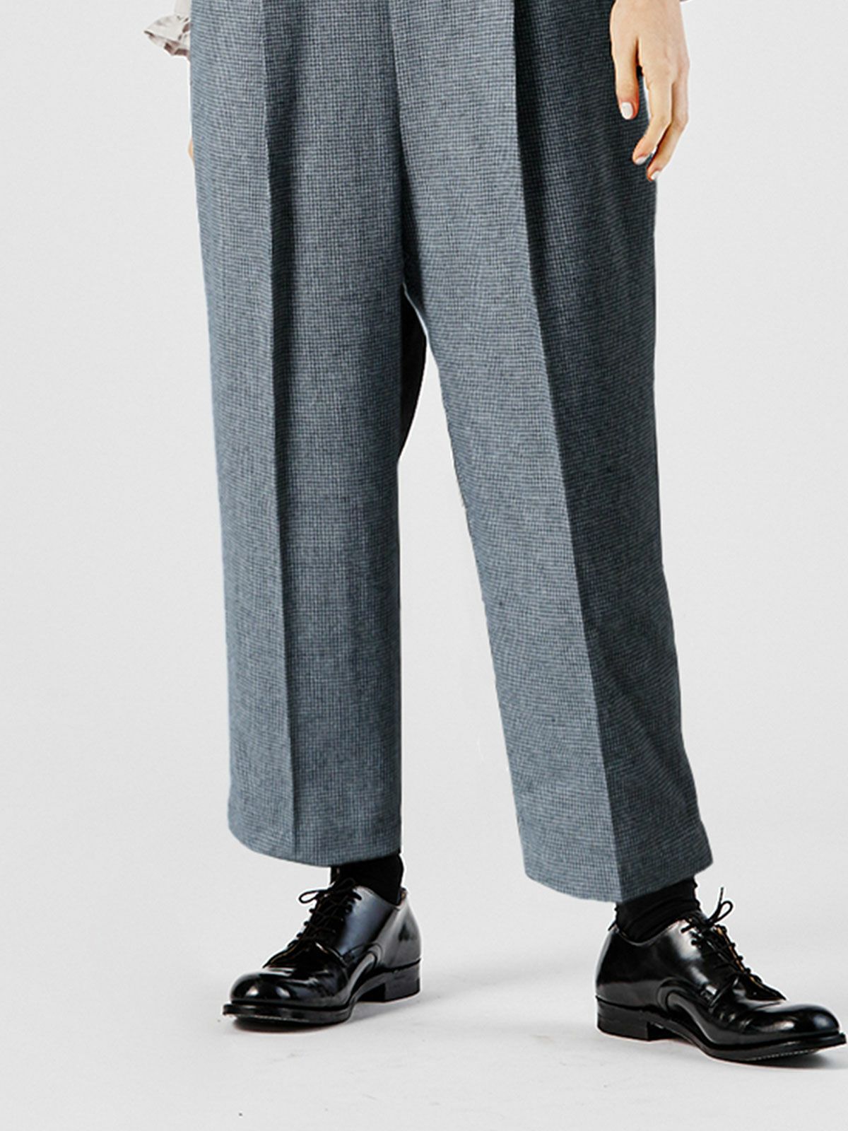 チェックハイウエストコクーンパンツ(4-1114)