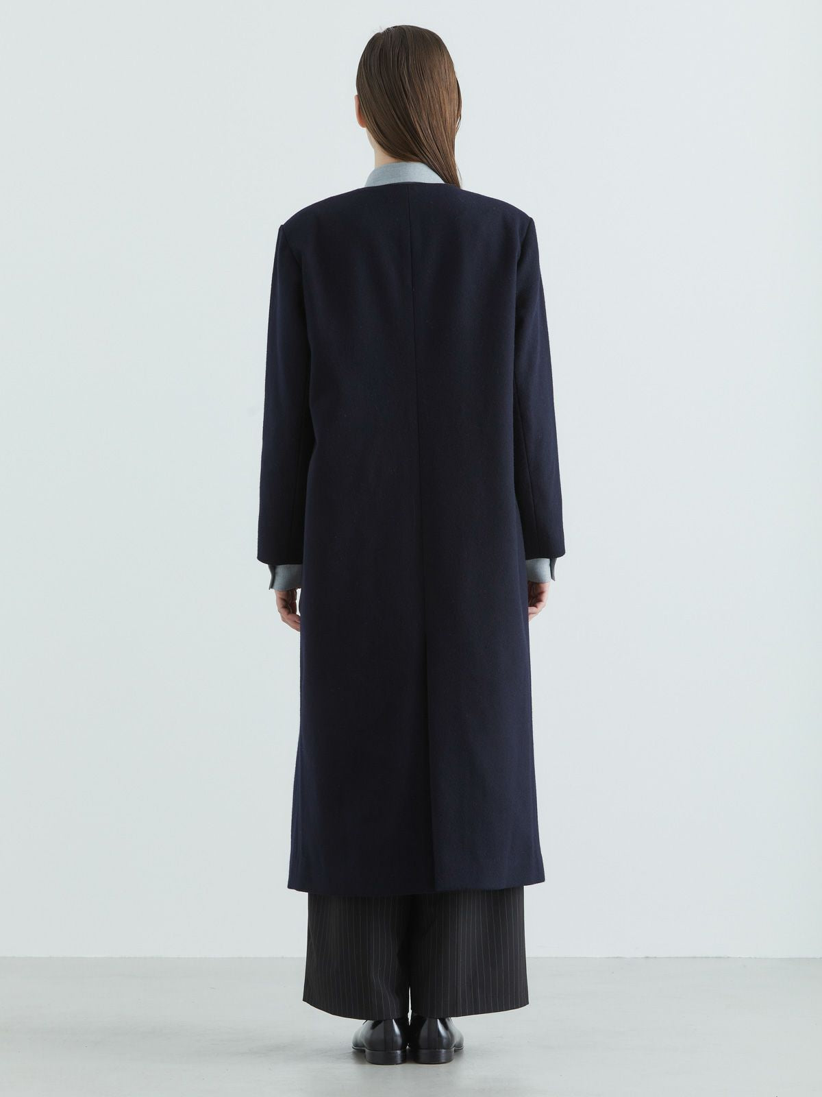 ノーカラーロングコート(3-1143)