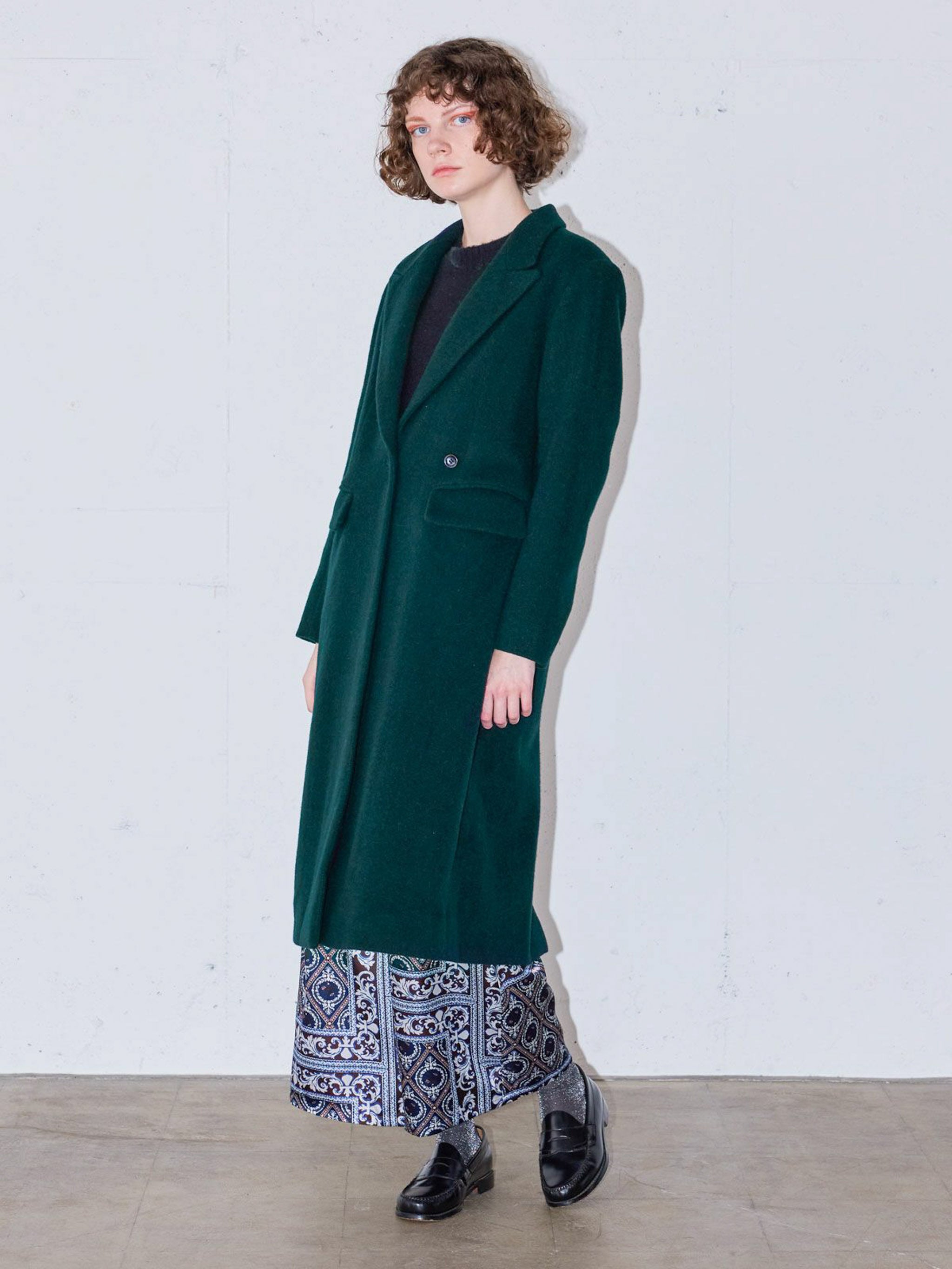 ピークドラペルロングコート(3-1146)