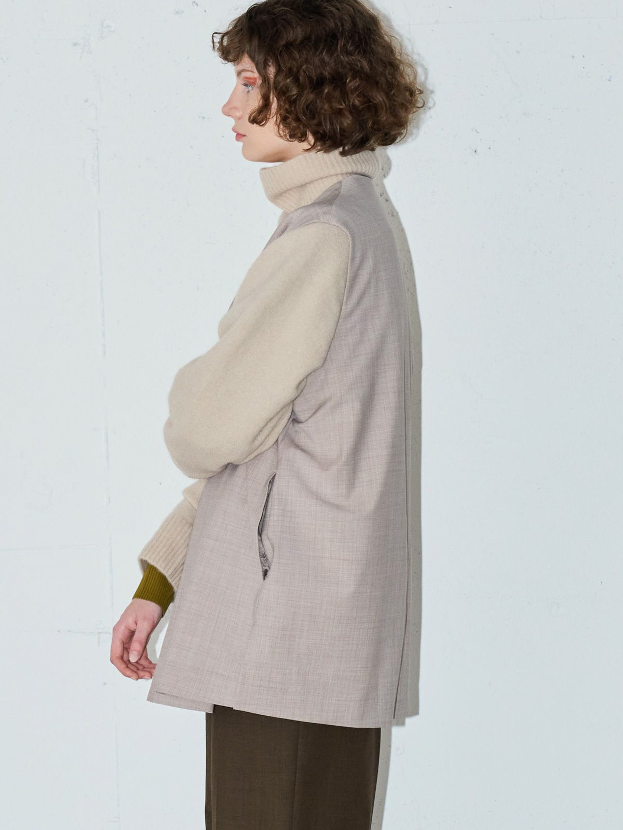 ノーカラーワイドロングベスト(3-1630)