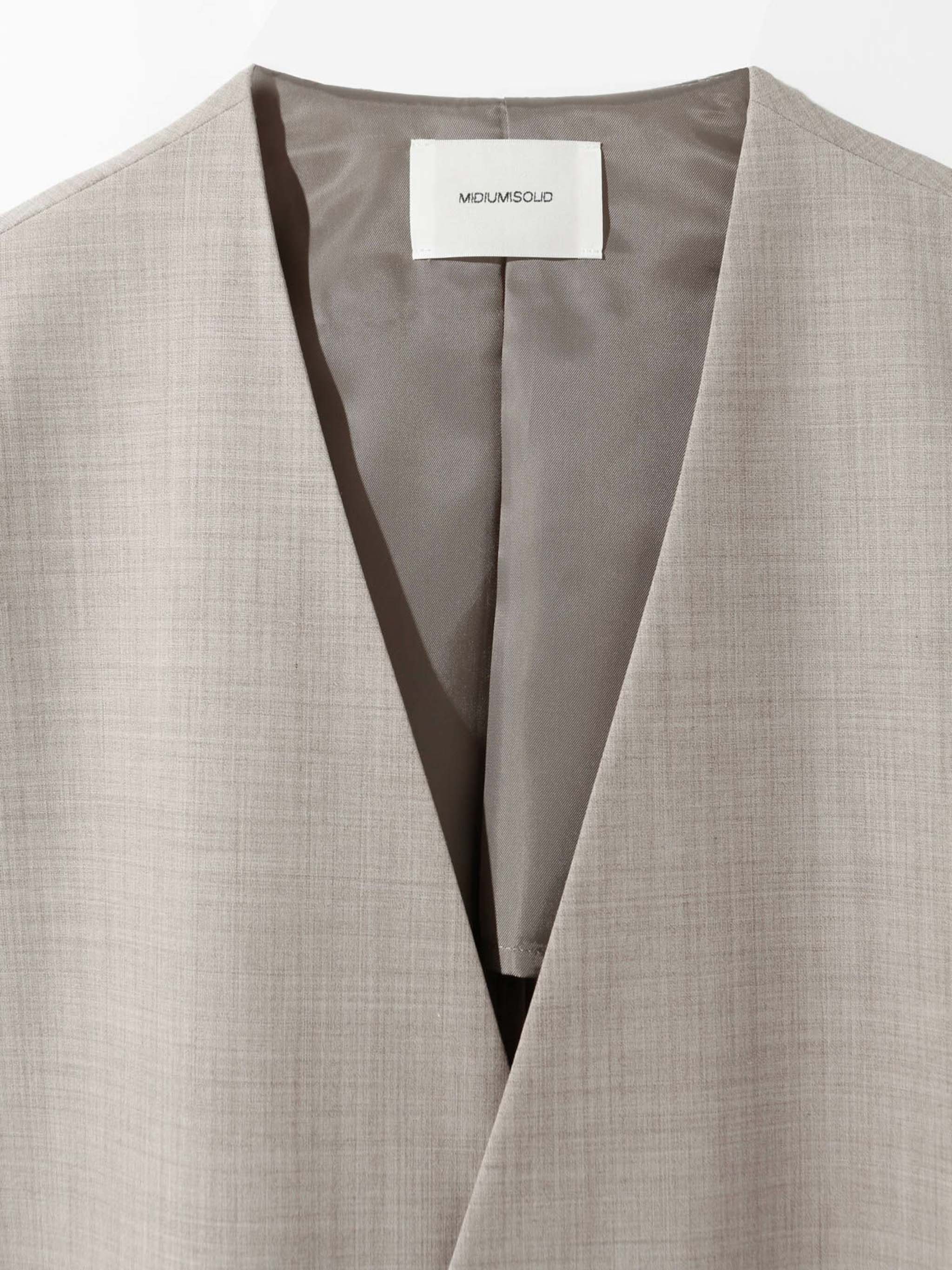 ノーカラーワイドロングベスト(3-1630)