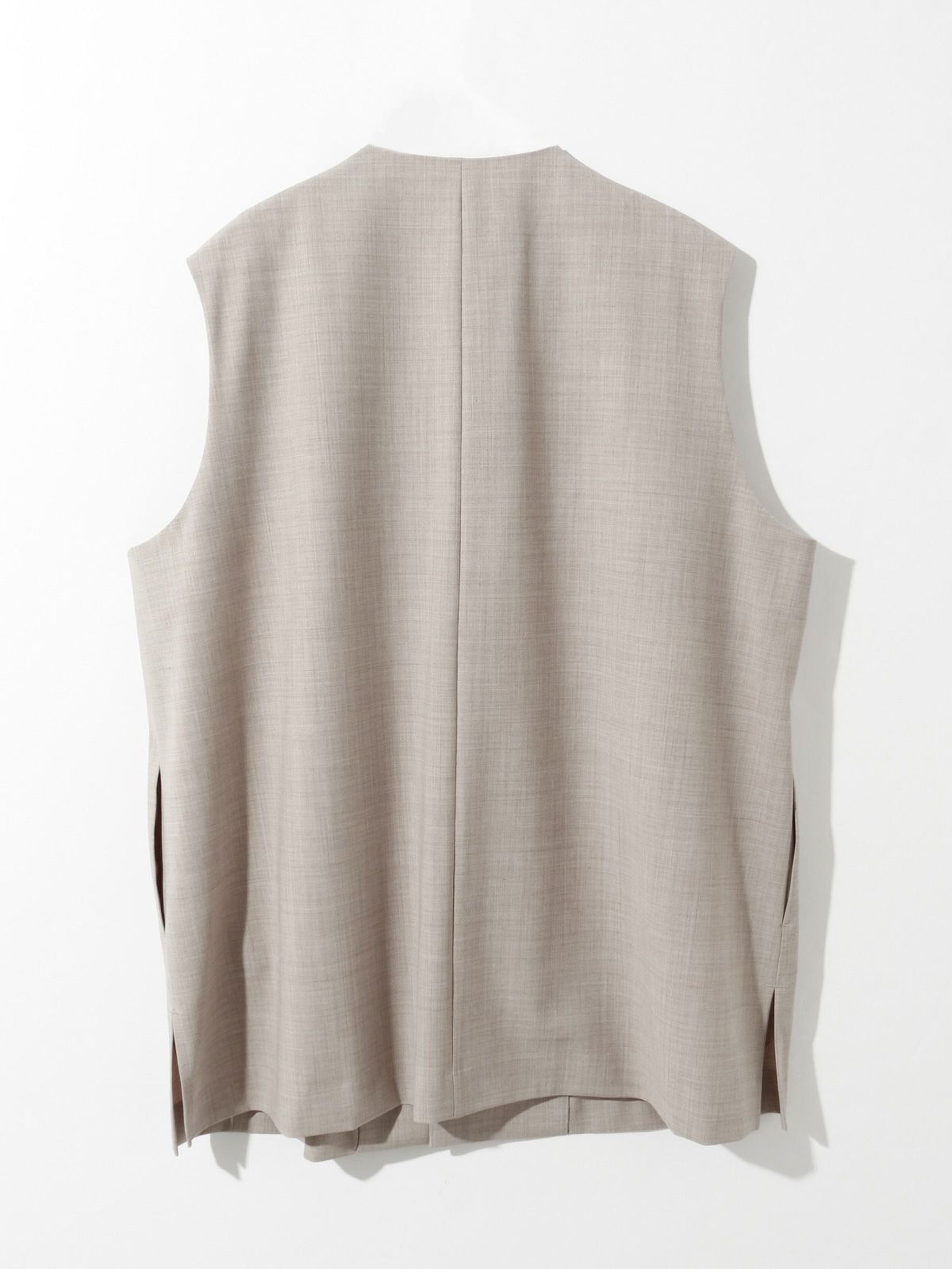 ノーカラーワイドロングベスト(3-1630)