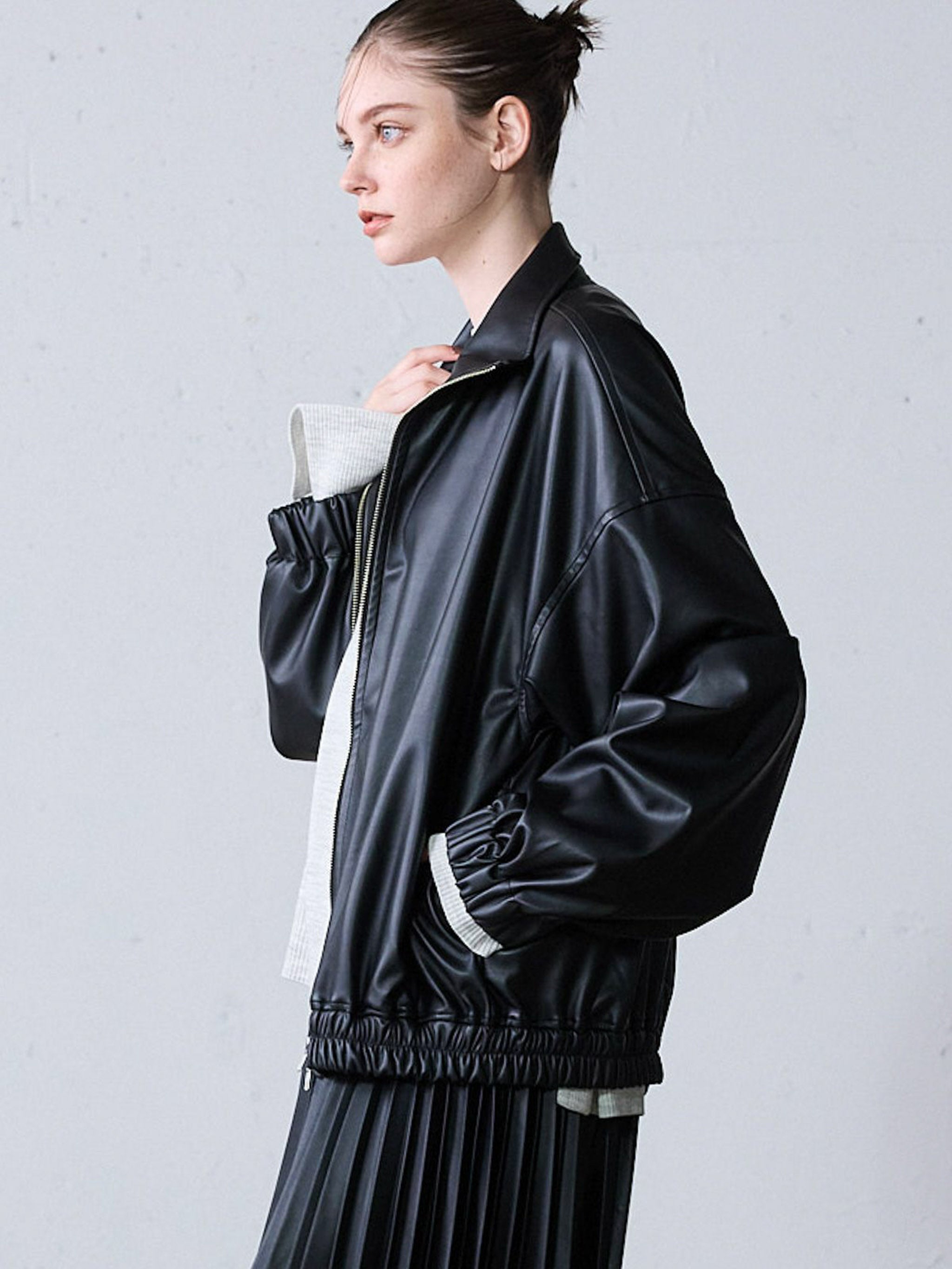 オーバーサイズシンセティックレザーブルゾン