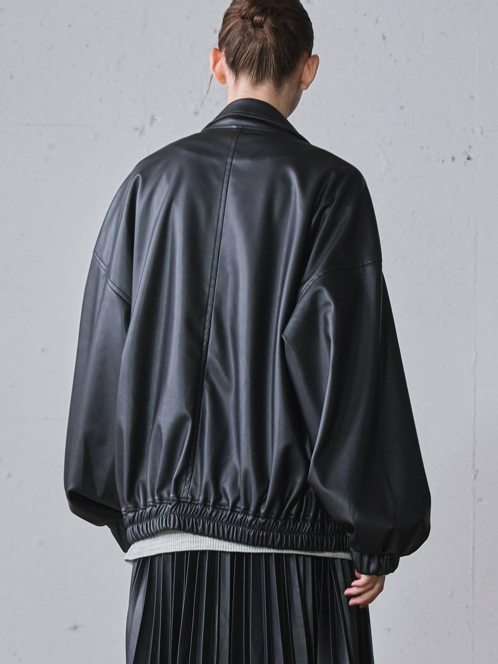 オーバーサイズシンセティックレザーブルゾン