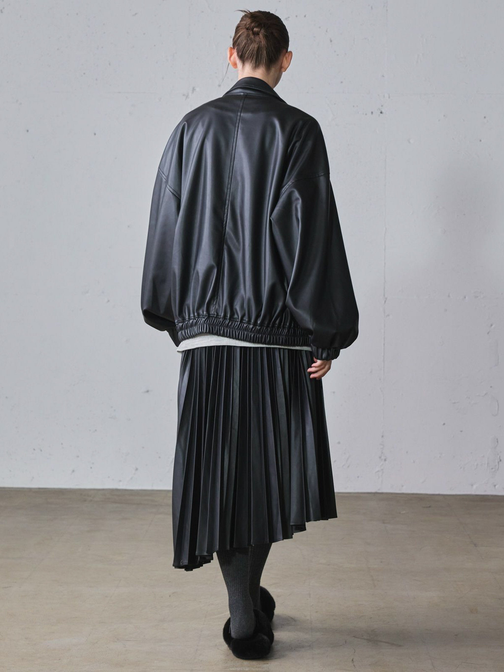 オーバーサイズシンセティックレザーブルゾン